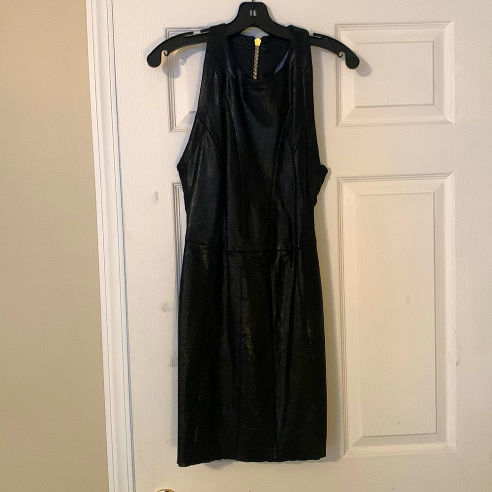 DROMe size 8 black snakeskin mini dress open back unworn
